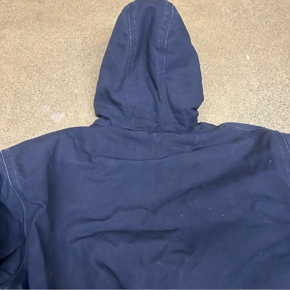 Vintage Carhartt Jacket Mens Large Navy Blue J140 DNY Hooded Active Workwear - Picture 9 of 11